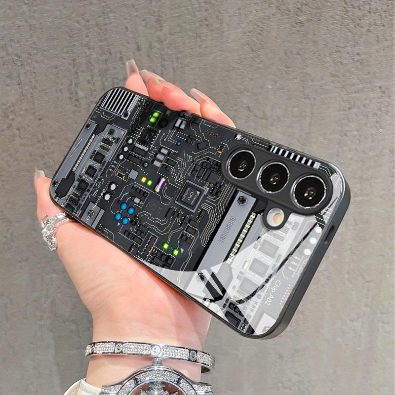 Mechanical creative pattern glass phone case suitable for Samsung Galaxy S26 S25 S24 S23 S22 S20 FE Ultra Plus anti drop
