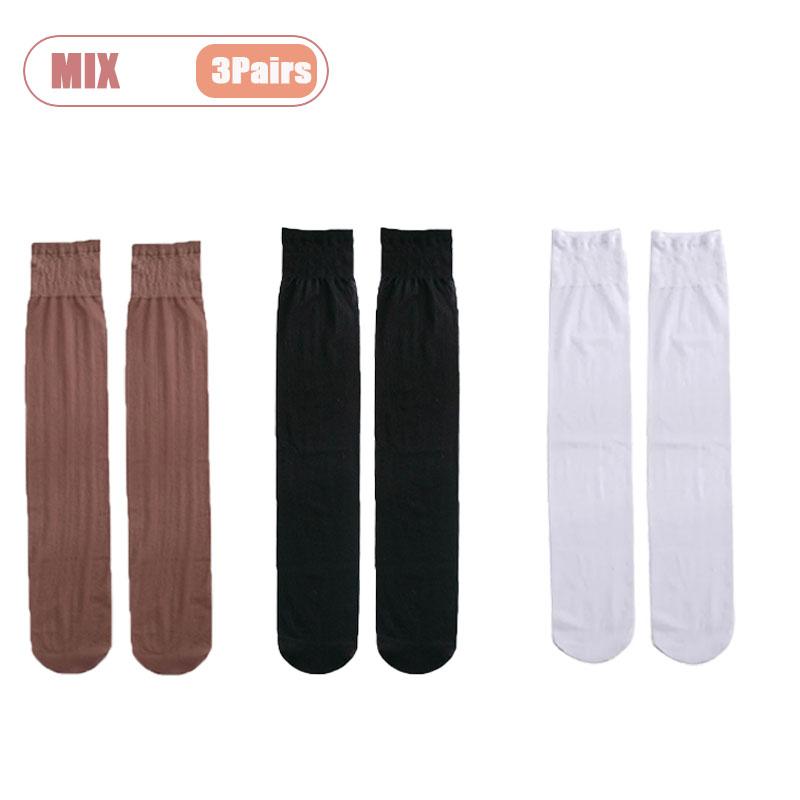 1-10Pairs Women‘s Sheer Knee High Stockings Translucent Socks for Spring and Summer Invisible Office Daily Wear