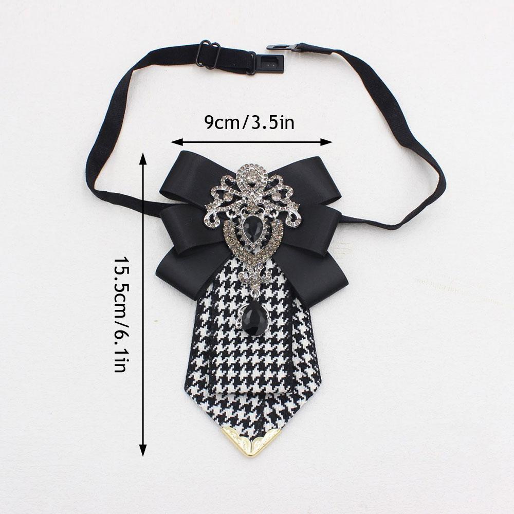 Retro Handmade Plaid Black Diamond Crystal Necktie Men's Suit Shirt Tie Luxury Wedding Jewelry Accessories School Uniform Tie