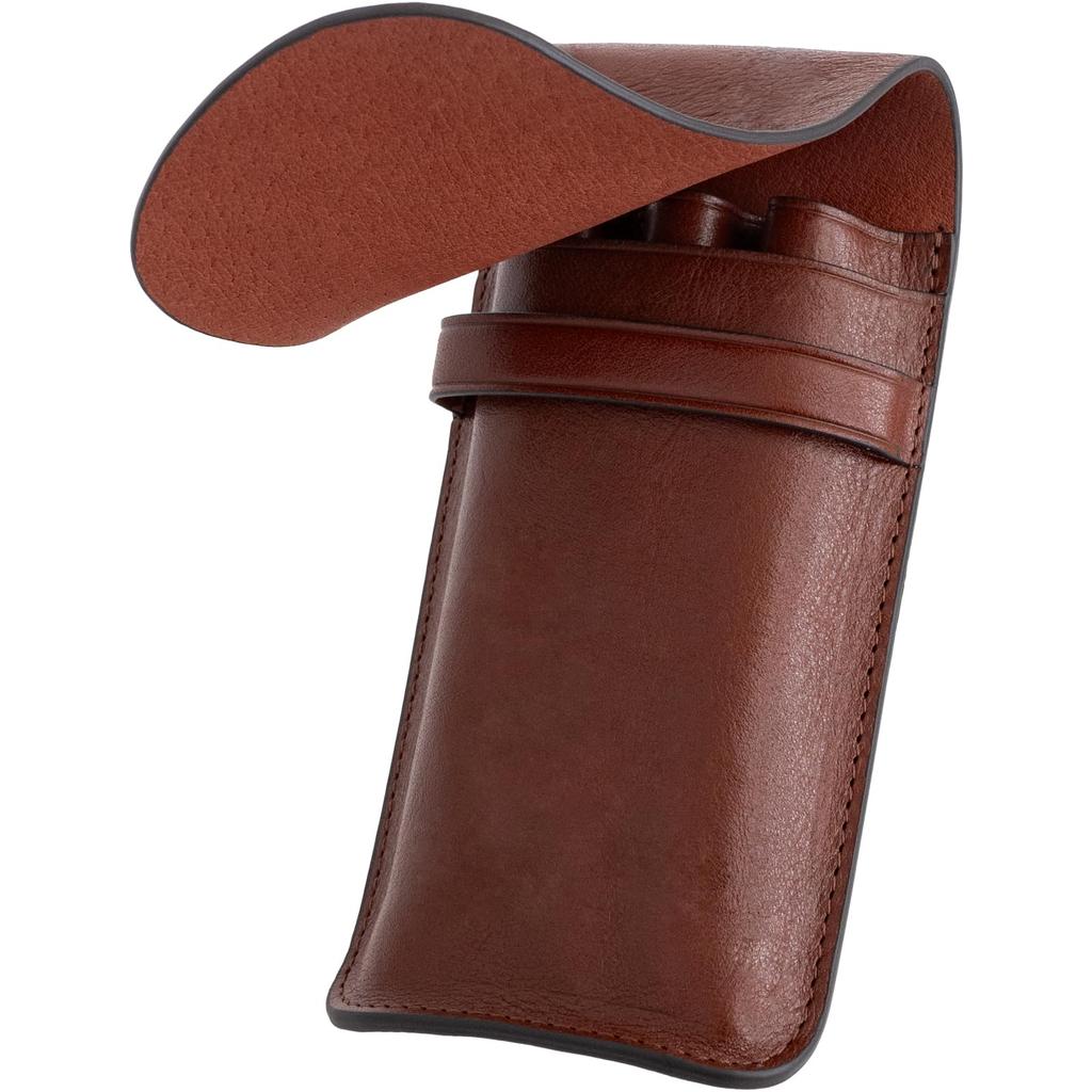 Dom Teporna Genuine Leather Pen Case for 3 Fountain Simple and Italian Leather Compact Pencil Dark Pens Pens, Stylish, Case/Pen Holder, Stationery,