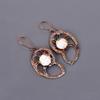 Round Mother Of Pearl Stone Copper Dangling Electroformed Sisters Gift Earrings V-108