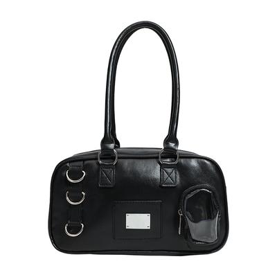 Small Portion Pain Bag Female Textured Transparent Boston Bag College Style Commuter Uniform Pillow Bag
