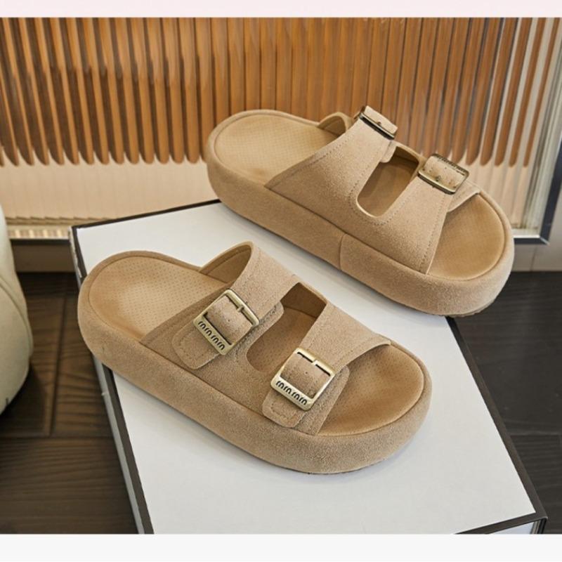 Summer New Thick-soled Outer Wear Bag Head Slippers Women's Round Head Soft Bottom Pink Word with Height-enhancing Cool Slippers