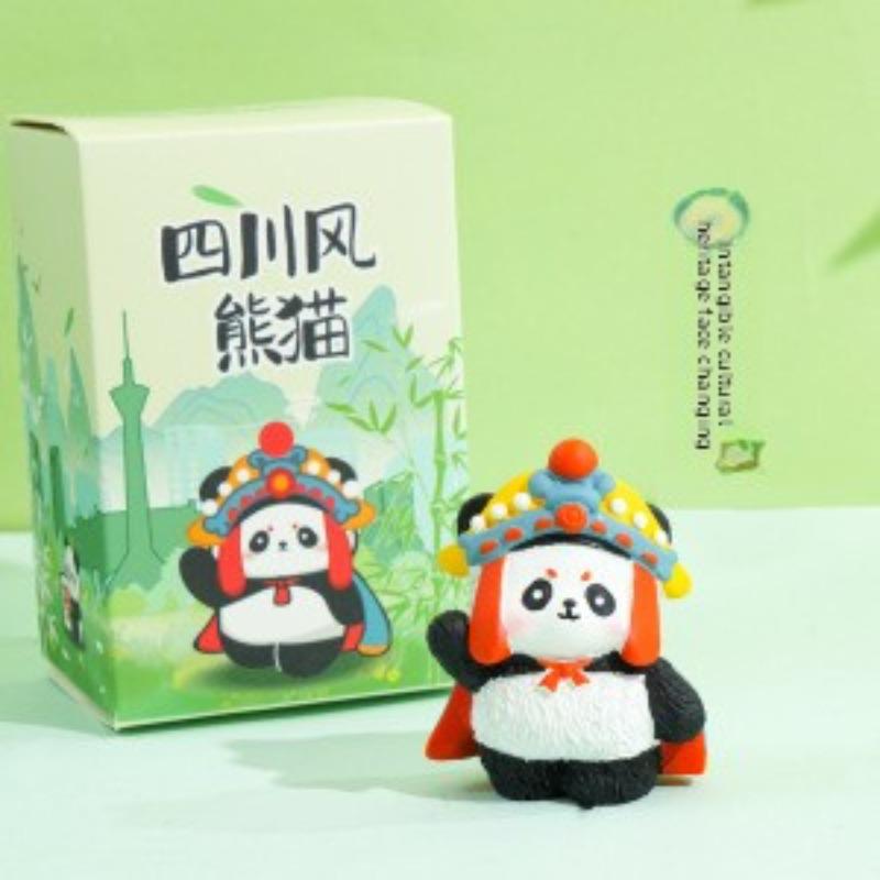 Adorable Resin Wood Carving Panda Figurine. Creative and Exquisite Panda Decorative Item for The Desktop. Cultural and Creative Product.