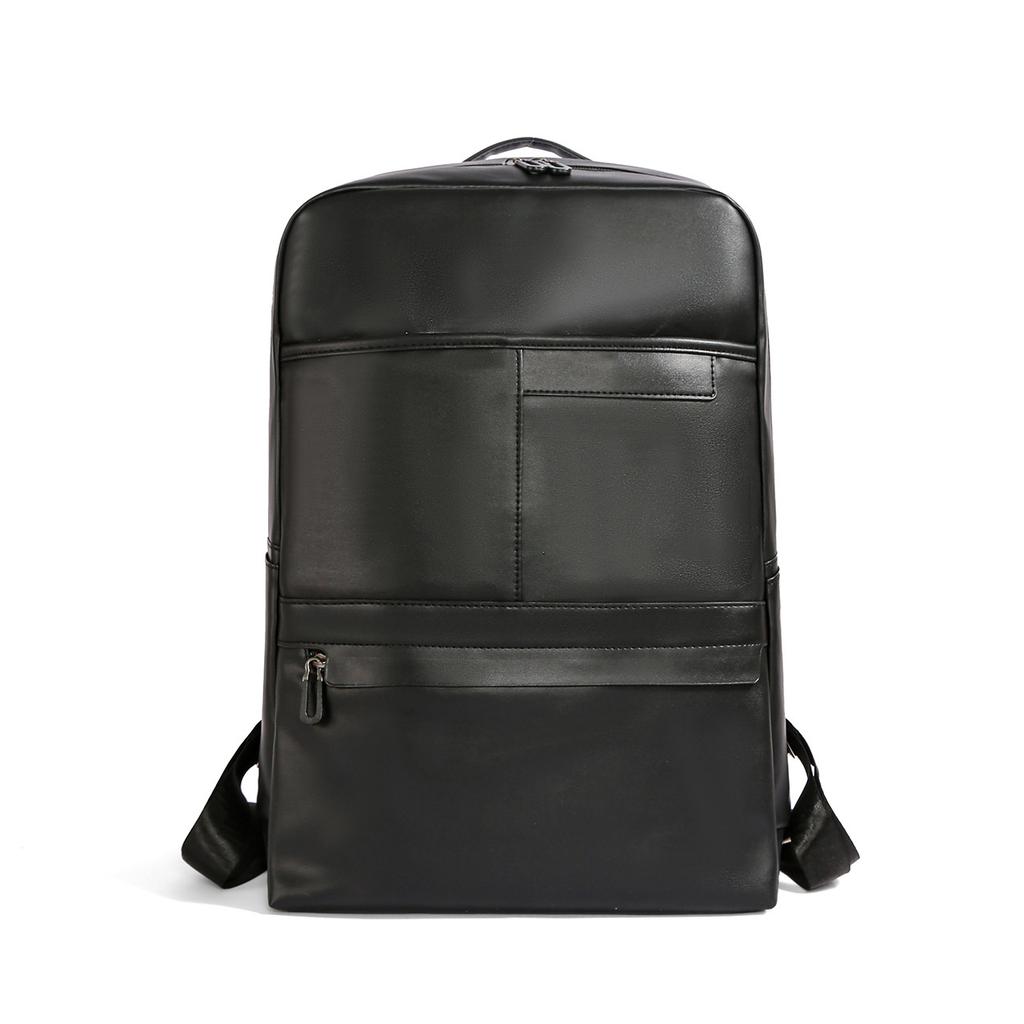 Schoolbag Simple Leather Backpack Men's Business Commuter Travel Backpack Large Capacity Casual Computer Bag College Student School Bag