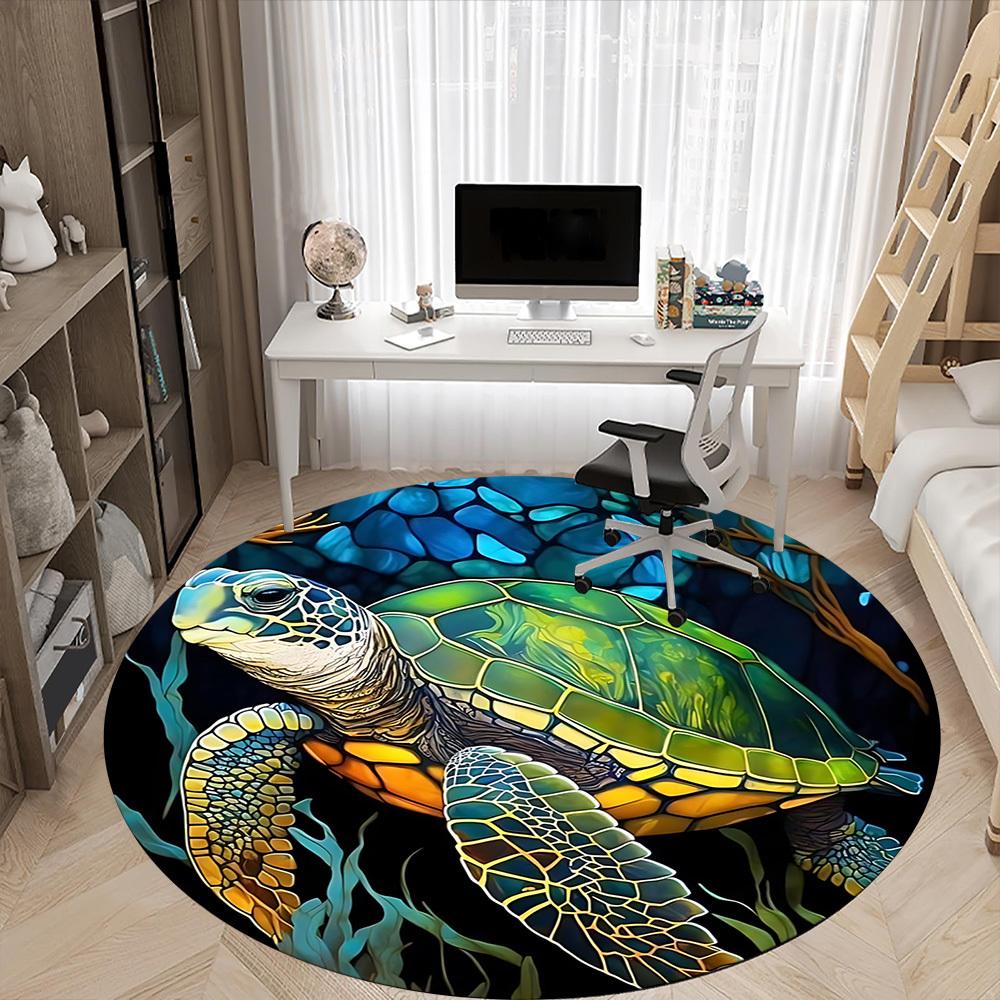 1pc Sea Turtle Print Chair Carpet for Office, Soft Comfortable Mat For Office, Living Room, Bedroom, Machine Washable Carpet yy251112078