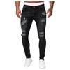 Men Jeans Color Ripped Holes Frayed Gradient Washed Trousers