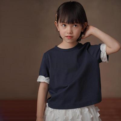 Hacikis Kids' 2026 Summer Stretchy Knit Round Neck Short Sleeve T-Shirt