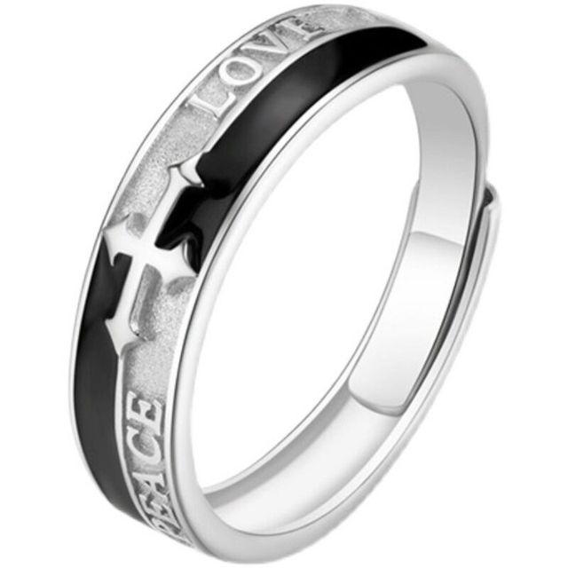 English Letter Ring Silver Color Metal Adjustable Opening Rings for Women Poker Alphabet Creative Finger Ring Men Trendy Jewelry