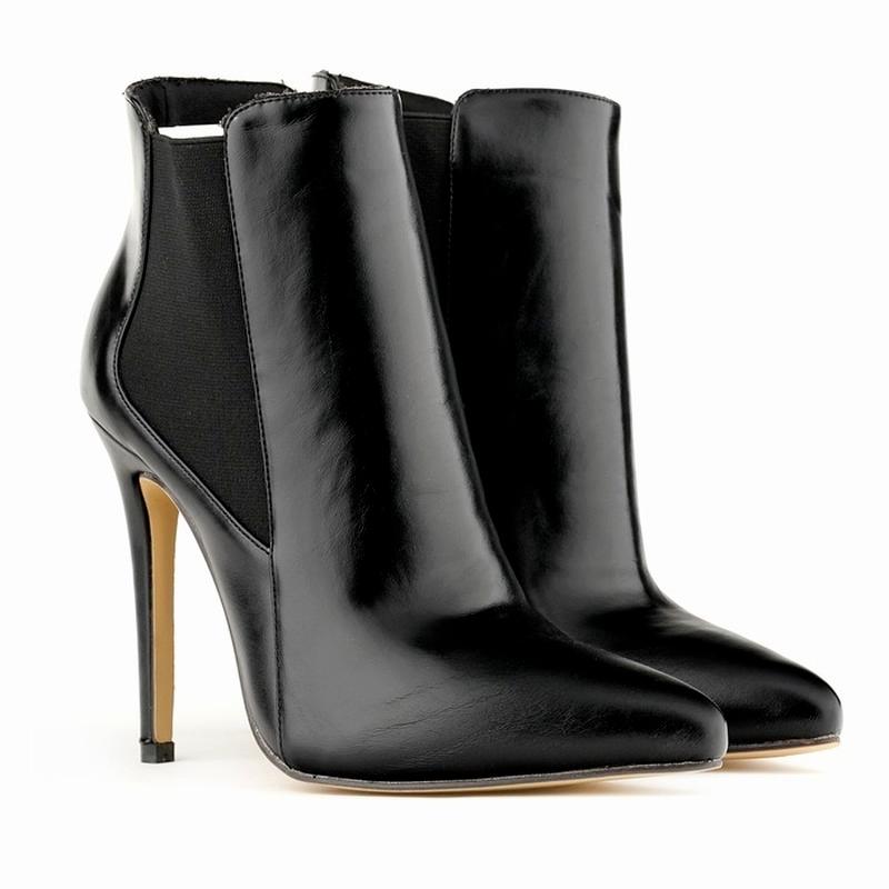 Damen Stiefeletten Winter Warm Zip Spitzschuh Schuhe 11CM High Heels Damenstiefel Kurze Botas Damen Elegante Schuhe Große Größe