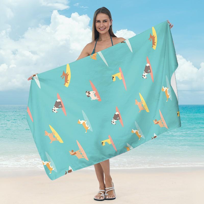 Ultrafine Microfiber Quick-Dry Beach Towel Adults Digital Print Sports Swim Cover-Up Gym Fitness Lightweight Absorbent Blanket