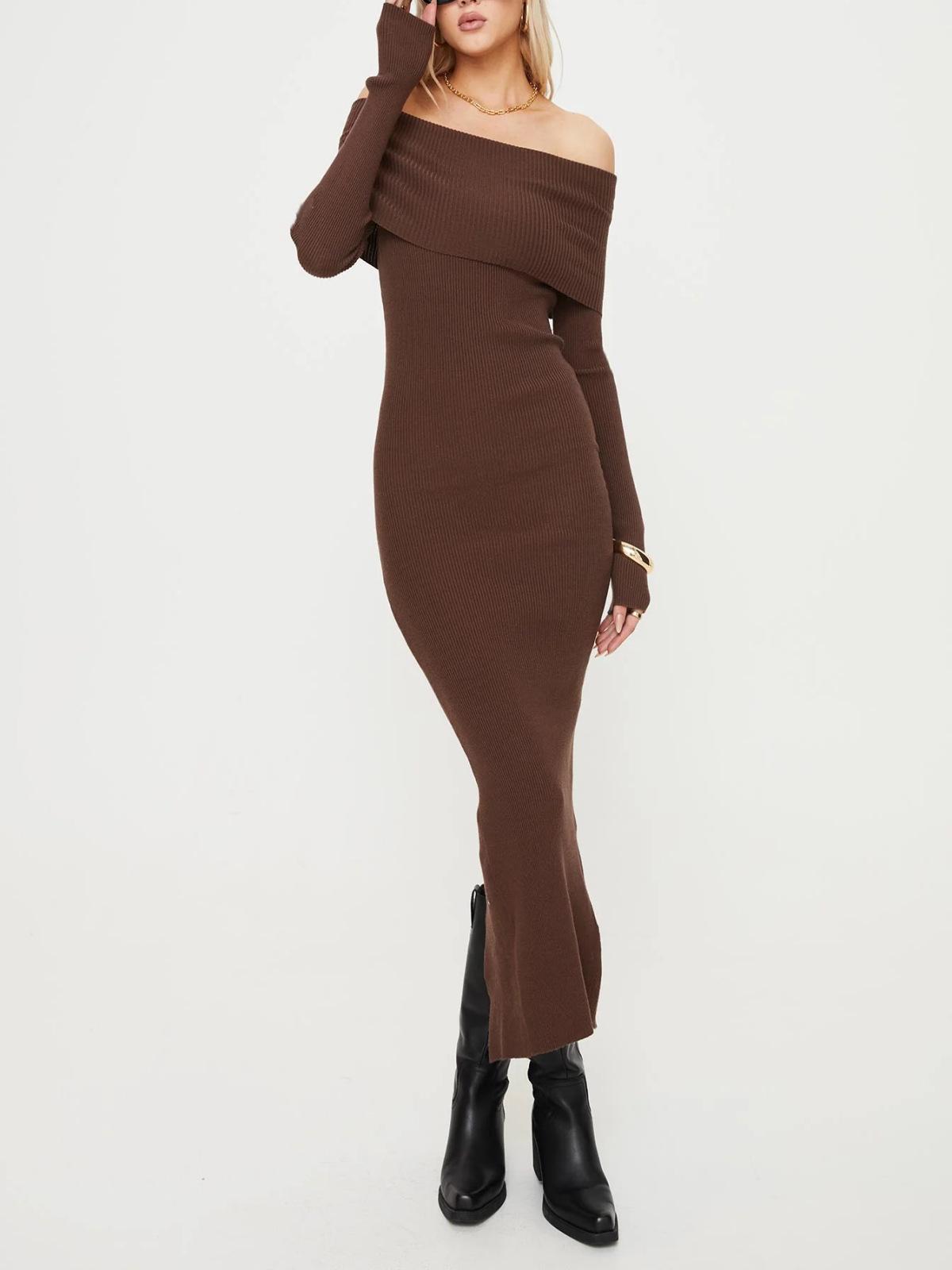 European and American Cross-border One-shoulder Slim Spring/Autumn Women s Dress S