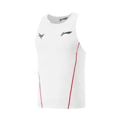 Li Ning Drachen Sperling Hautfreundlich Atmungsaktiv Einfach Schlank Geschnitten Ärmellos Rennsport Wettbewerb Oberteil Herren Oberteile Weiß AAYV123-38