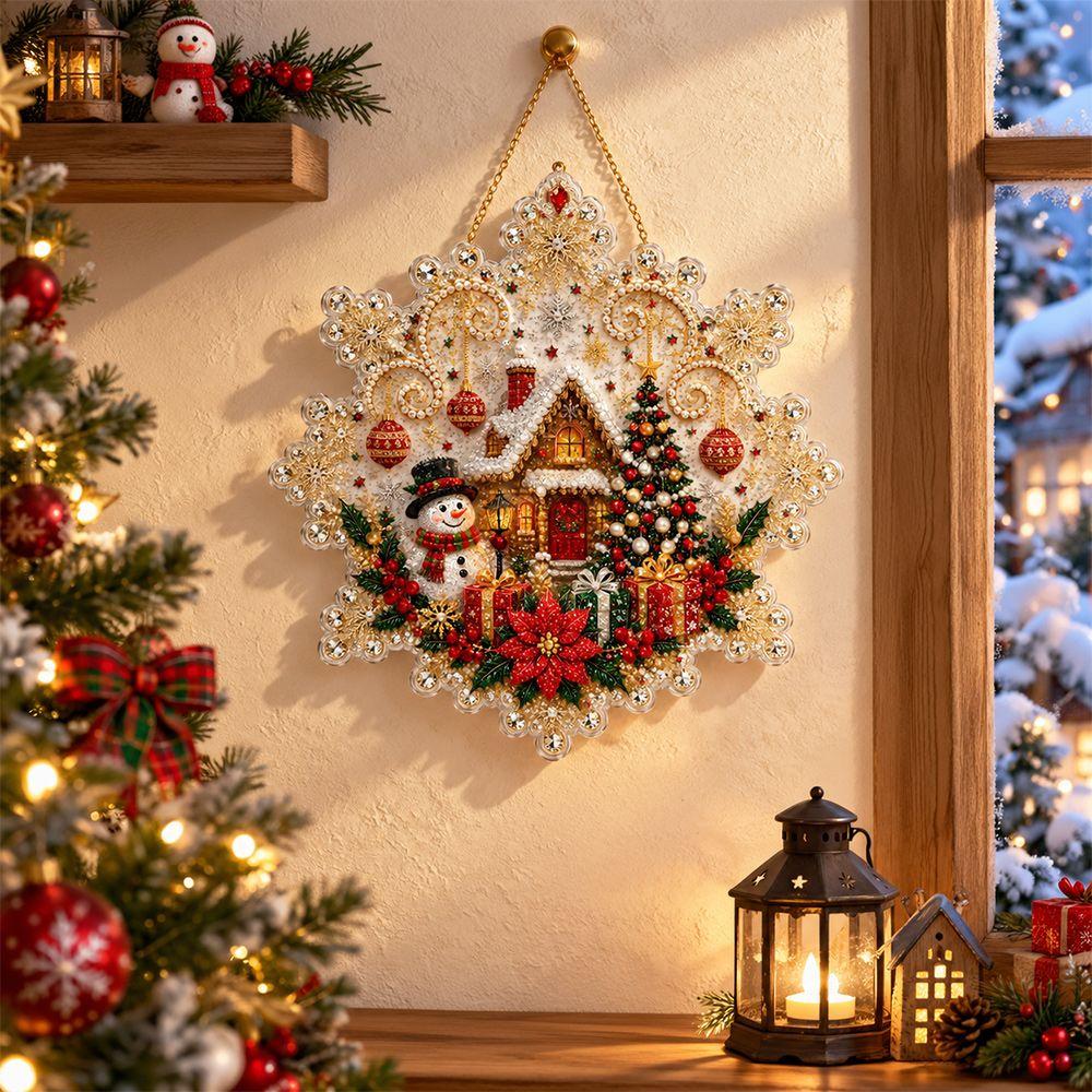 Acrylic Board Christmas Snowflake Pendant Clear Hanging Suncatcher for Adults