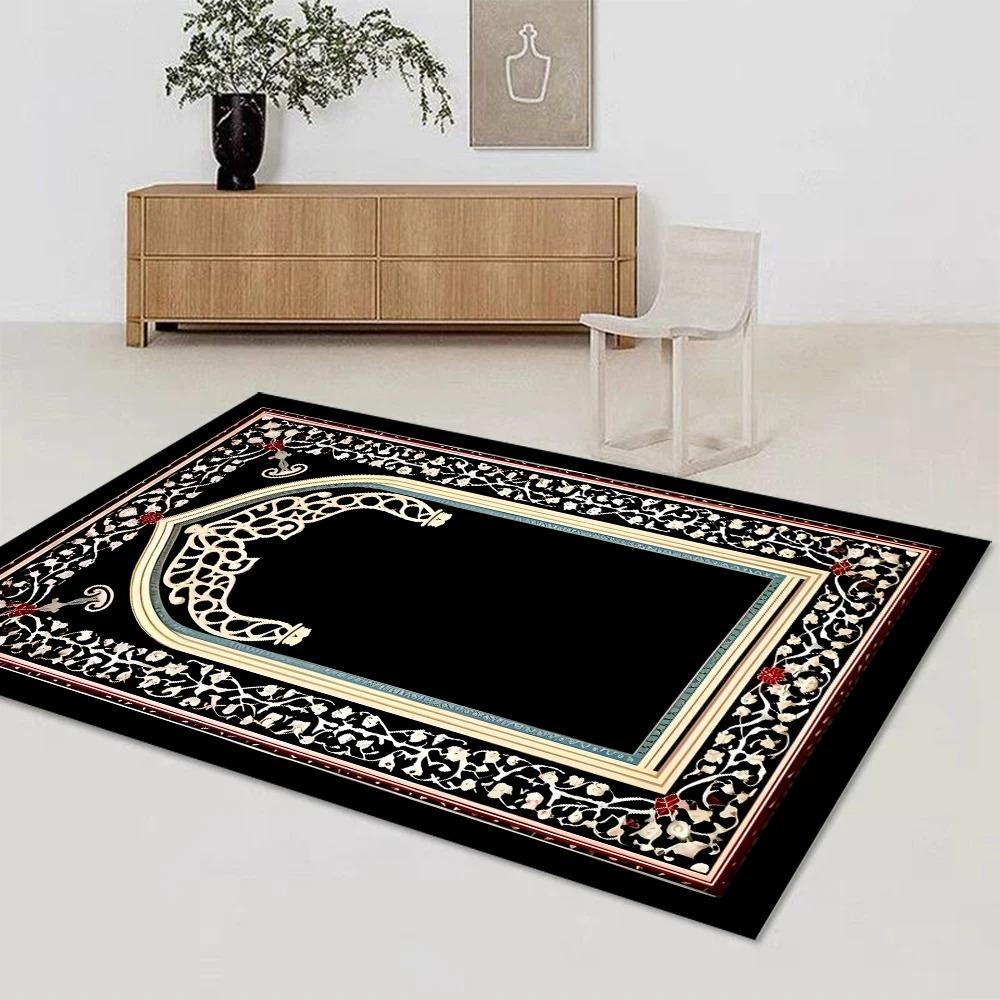 Islamischer Muslimischer Teppich für Wohnzimmer Schlafzimmer Nachttisch Bodenmatte Zuhause Lounge Dekoration Saugfähig Anti-Rutsch Fußmatte Gebetsteppiche
