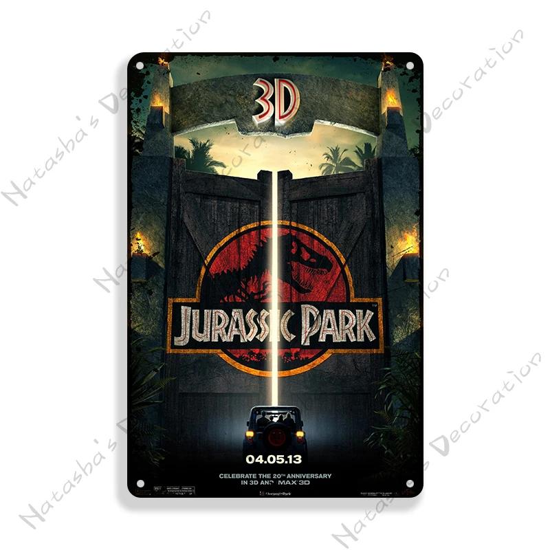 Classic Movie Poster Jurassic Park Metal Sign Retro Poster Vintage Metal Plaque Rusty Metal Sign Club Bar Cafe Industrial Decor