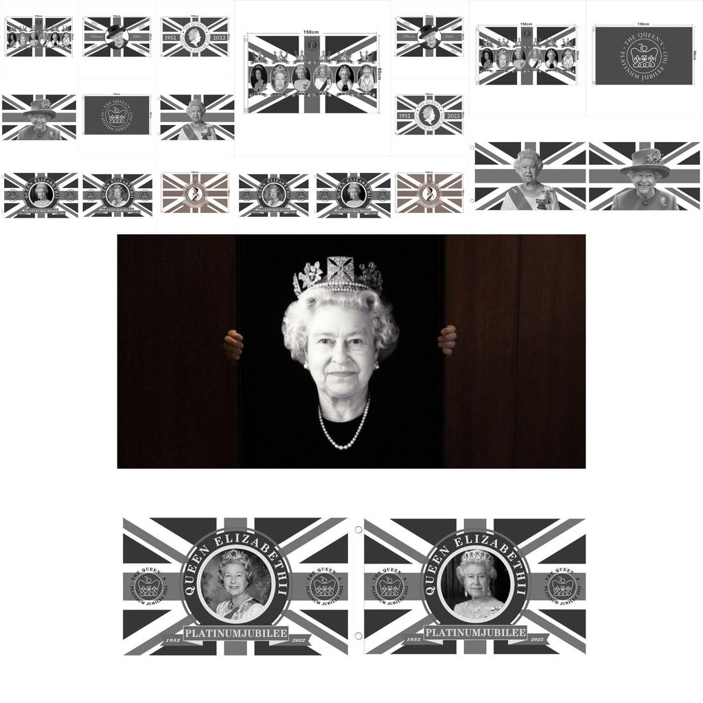 Elizabeth II Königin Trauerflagge Polyesterstoff Für Tribut- und Gedenkausstellung
