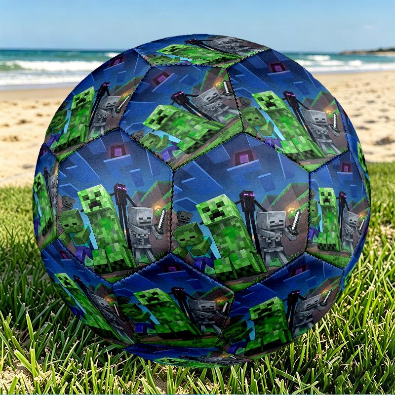 Minecraft Print Size 5 Soccer Ball, PU Wear Resistant Football for Match Training and Daily Practice, Birthday Gift for Soccer Fans