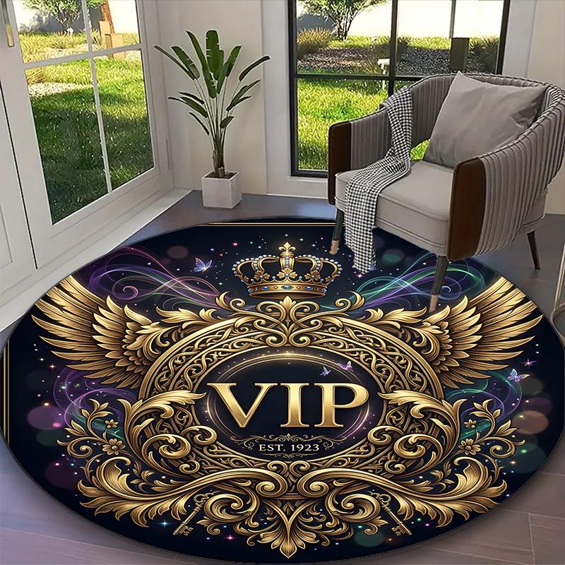 1pc Digital Printed Chair Rug for Home Office Use, VIP Carpet Appropriate for All Seasons, Soft Round Carpet