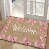 1pc Pink Bow Welcome Pattern Bathroom Mat, Washable and Easy to Clean, Suitable for Home Decoration in Bathrooms, Doorways, Kitchens, Etc., Machine Wa