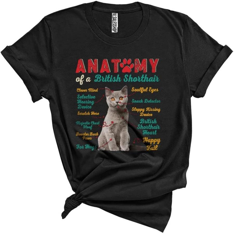 

Vintage Anatomy of A British Shorthair Funny Matching Father s Day Mother s Day Cat Pet Owner Lover Unisex T-Shirt Black XXXXXL різнокольоровий