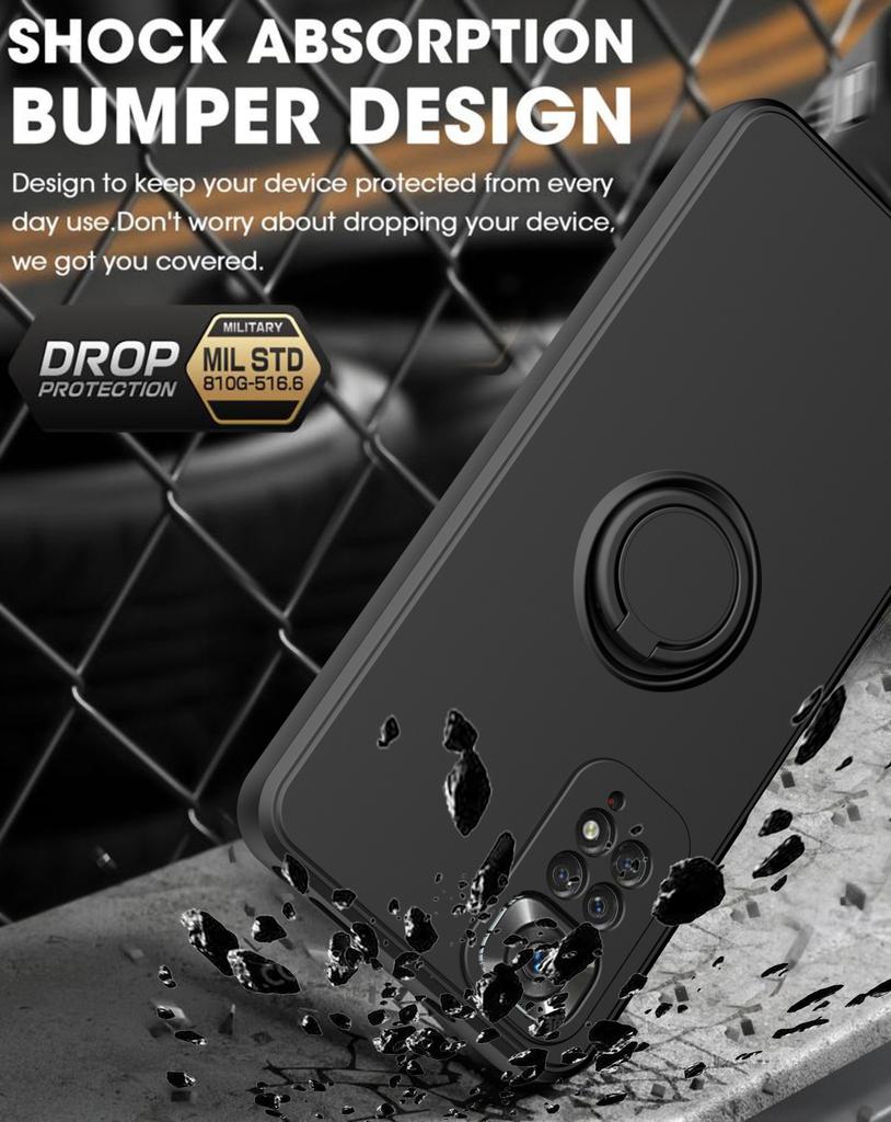 Coque de téléphone avec support anneau magnétique pour Xiaomi Redmi Note 11S 10 Pro Max Mi 11 Lite 12 12X Housse arrière en silicone liquide TPU Fundas
