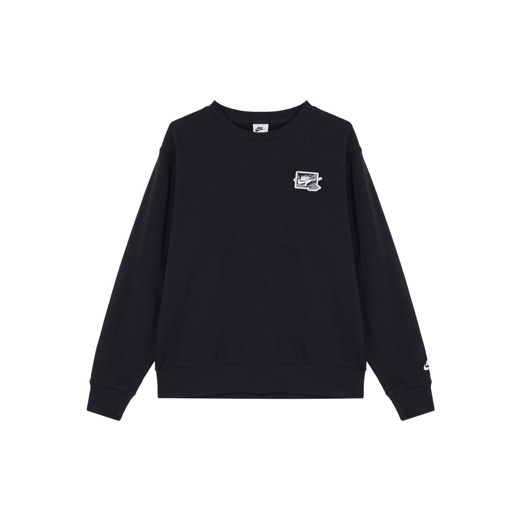 Nike Club Terry Crew Neck Sports Casual Comfortable Breathable Sweatshirt Men Sweatshirt Black White FZ0765010