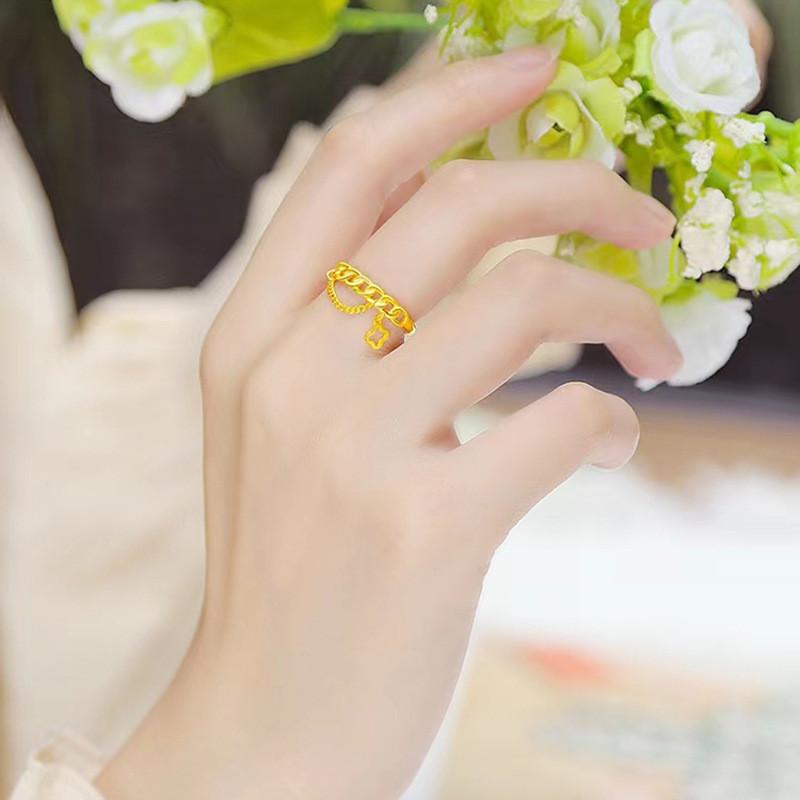 Four Chic Leaf Clover Ring For Women Adjustable Copper Plated Fashion Accessory