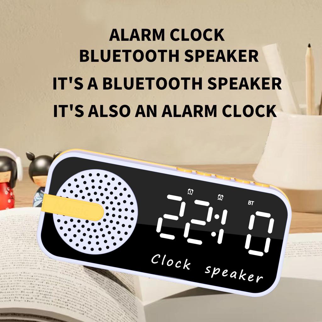 Music Box Mini Sleep SoundBox HD Mirror Clock Speaker with TF Card FM Radio Alarm Clock Disaplay Portable Bluetooth Speaker