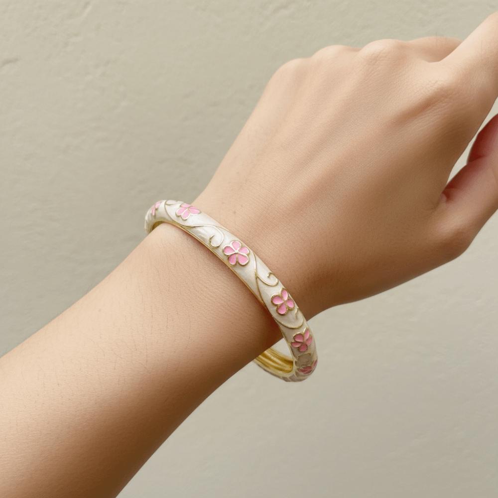 Colorful Flower Bangle Traditional Women's Hand Bracelet Vintage Vintage Cloisonne Bangle Girls