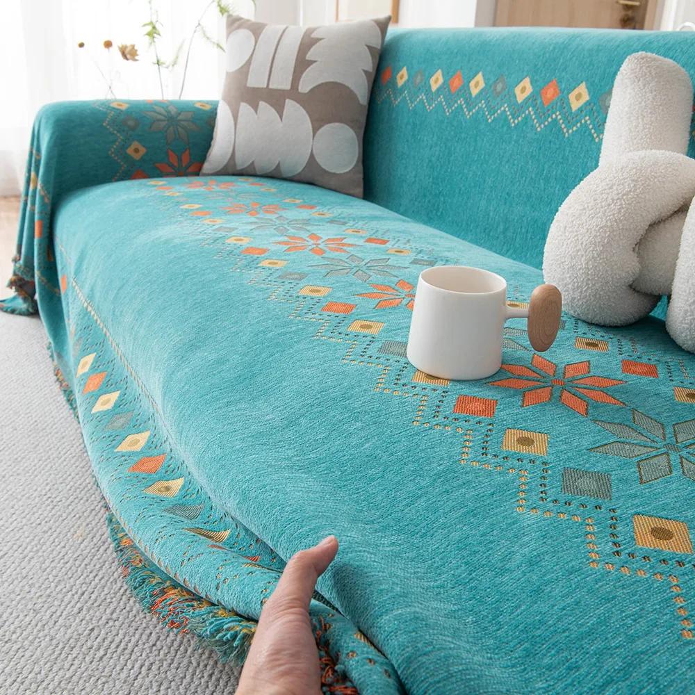 All Seasons Universal Jacquard Anti-cat Scratch Sofa Cover Towel Air Conditioning Knitted Blanket Posey Blanket Sofa Towel
