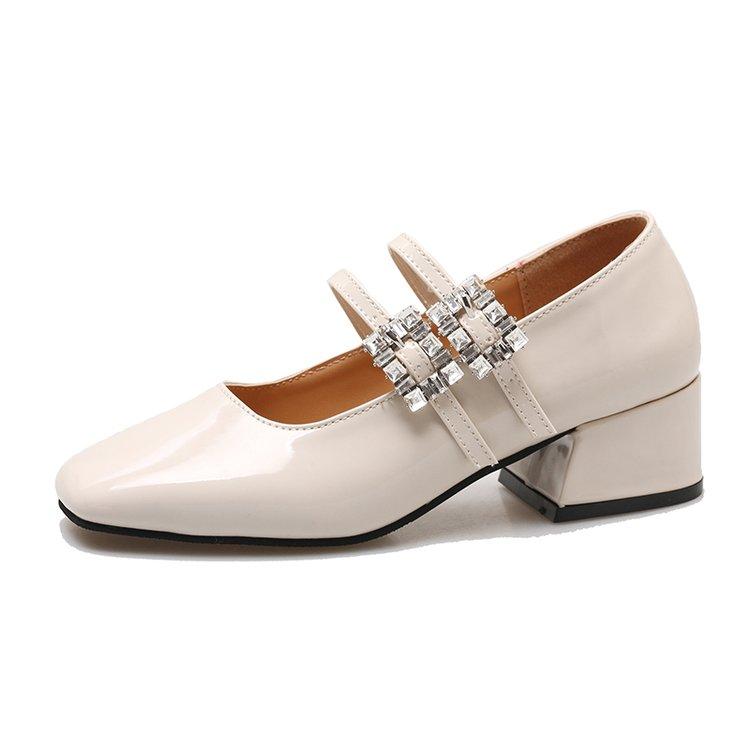 Mode 2024 Frühling Damen Mittelhohe Absätze Mary Jane Schuhe Mode Flache Schnalle Damen Klobige Sandalen Weiches Leder Damen Kleid Partyschuhe