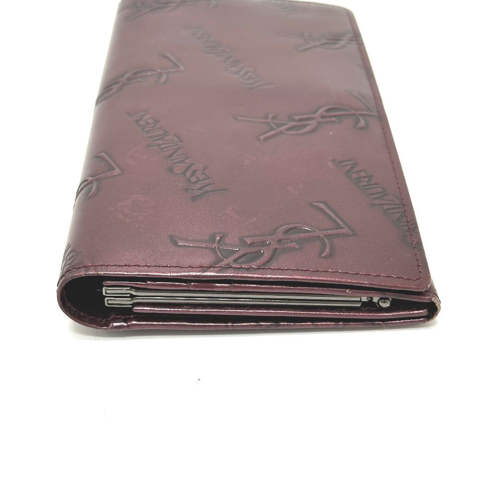 Yves Saint Laurent Carteira Longa Bifold com Fecho de Beijo com Padrão YSL por todo