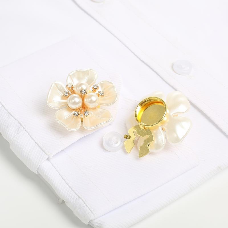 Perlenblumen-Knopfabdeckung Strassbesetzte Clips Abnehmbare Manschettenknöpfe Knopfabdeckung Für Damen Hemden Basteln DIY