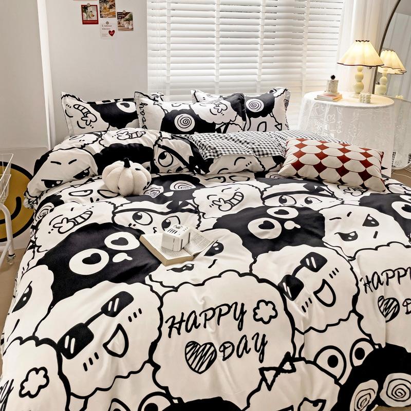 Four-piece Cartoon Single-piece Bedding Dormitory Bed Sheet Quilt Cover Ins Quilt Cover Three-piece Set Spring