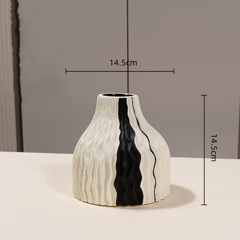 Keramikvase Geometrische Streifen Welle Handgefertigt Unregelmäßige Vase Blumentopf Blumenarrangement Zubehör Heimdekoration