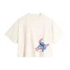 Li Ning X Disney Collaborazione Serie Stitch Pullover Girocollo Casual Maglia Sportiva Manica Corta Spalla Scesa T-shirt Top da Donna Bianco Sporco ATSU162-5