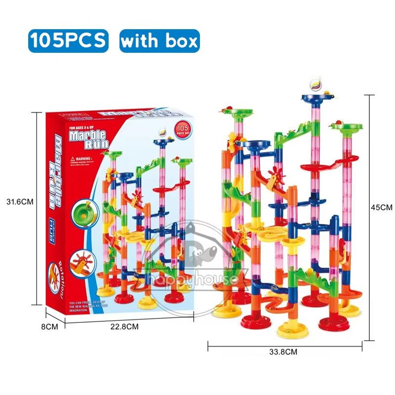 Marble Run Ra Track Building Blocks Kids 3D Maze Ball Roll Toy DIY Marble Run Ra Coaster Set 80/105/109/133pc Christmas Gift