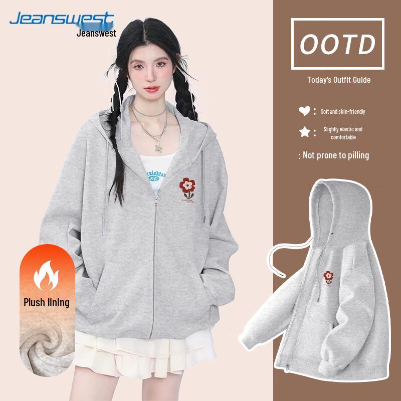 

JEANSWEST Women s Floral Print Zip-Up Hoodie 2XL