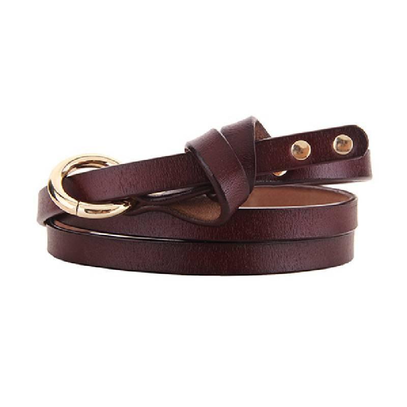 Vintage Cowhide Leather Belt With Circle Design And Hook Fastening For Daily Use