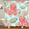 Vibrant Sea Life Watercolor Print Water-Resistant Shower Curtain With Colorful Shells And Fish For Ocean-Themed Bathroom Decor