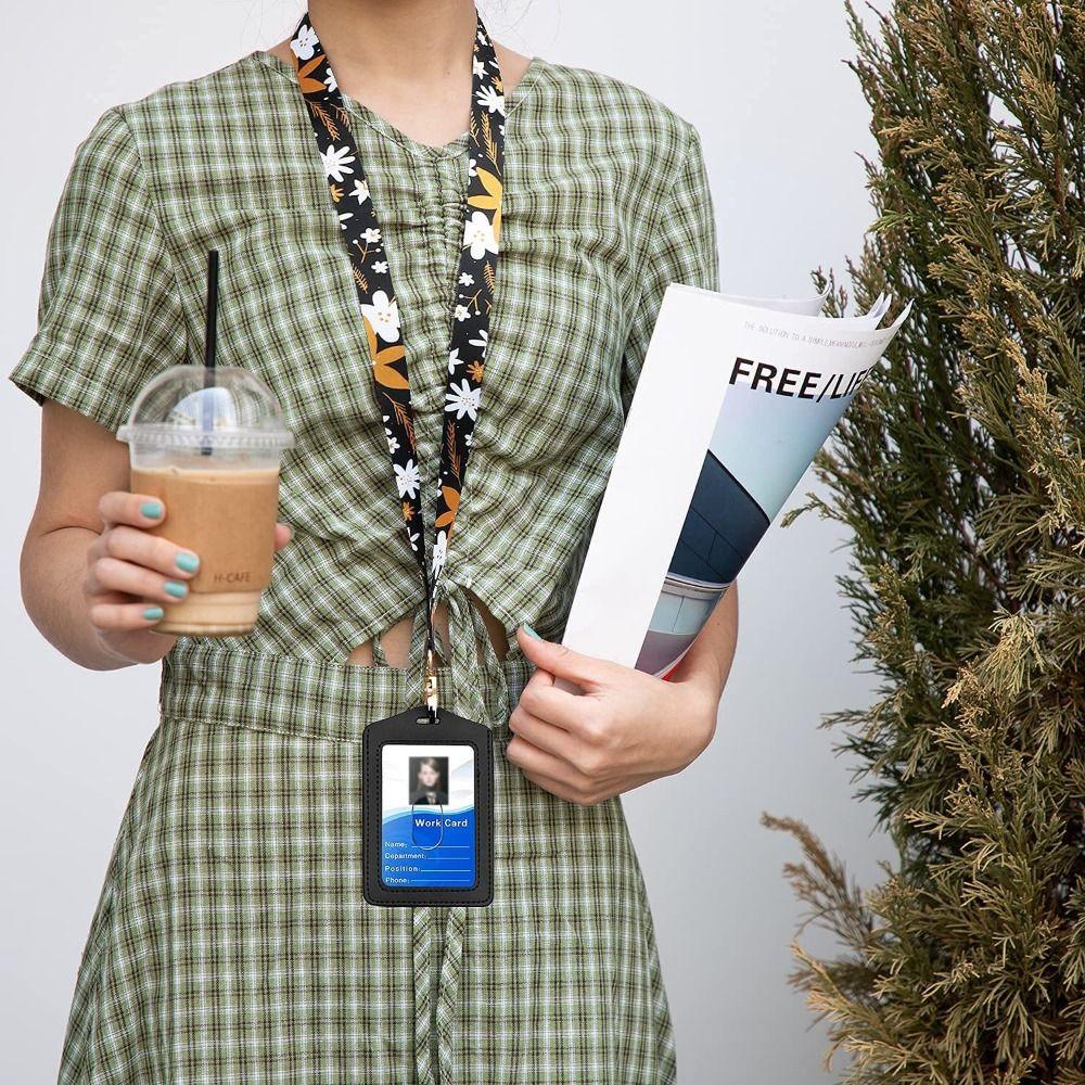 Flowers Pattern Flowers Lanyards Adjustable Credit Card Holder Gift Id Badge Holder  Office