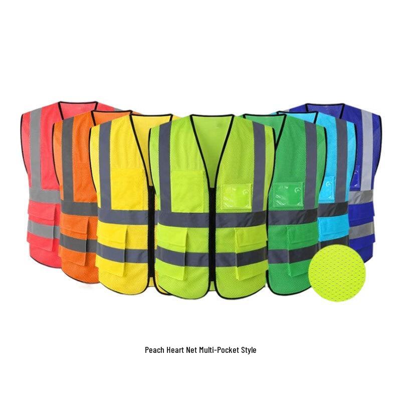 OLOMM Fluorescent Green Reflective Vest with Heart Mesh Pockets