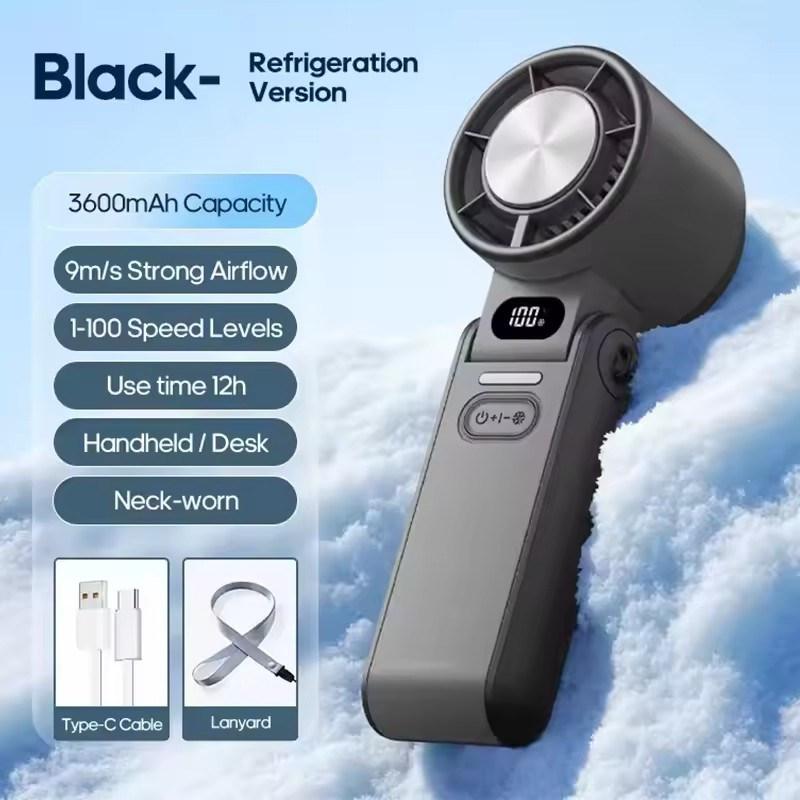 Mini Ventilador Turbo de Refrigeração Portátil Alta Velocidade Ar Frio 3600mAh Recarregável USB Ventilador de Compressão Fria Dobrável Portátil Ventilador de Mesa