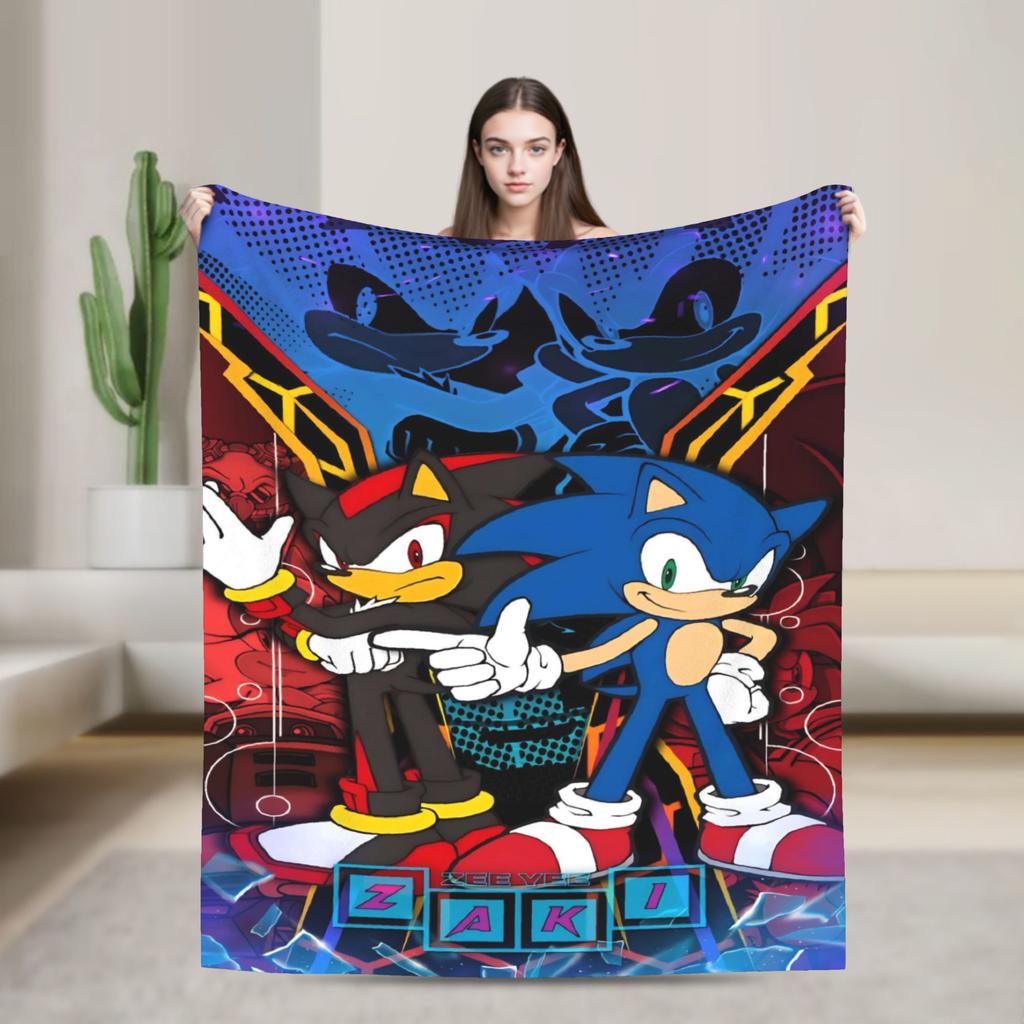 Sonices the H-Hedgehogs Shadow Soft Blankets Kids Adult Plush Throw Blanket Novelty Couch Chair Flannel Bedspread Sofa Bed Cover