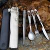 Portable Outdoor Dinnerware Sets Ultralight Travelling Knife Fork Spoon Chopstick Titanium Tableware Flatware Set Camping