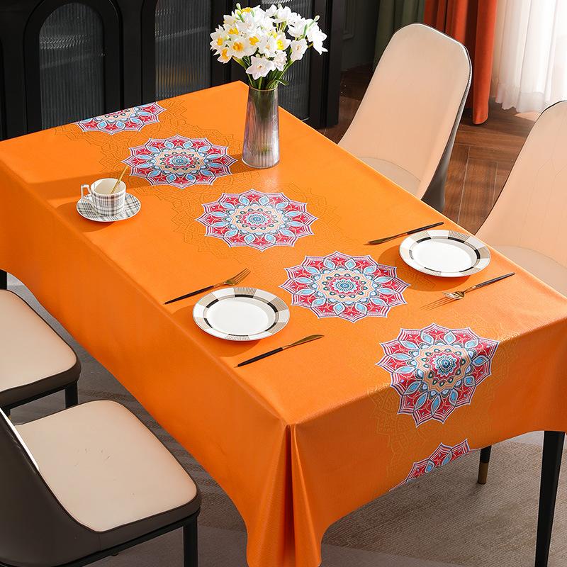 Waterproof and Oil Resistant PVC Table Cloth Ins Tea Rectangular Minimalist Floral Tablecloth