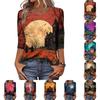 Women's Casual Round Neck Three Quarter Sleeve Halloween Print T Shirt Top Soft Lightweight Comfortable Fit