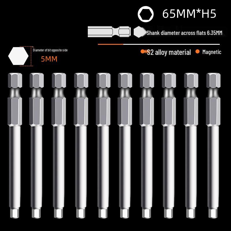 Hexagonal High Hardness S2 Bit Set for Pneumatic & Electric Screwdrivers