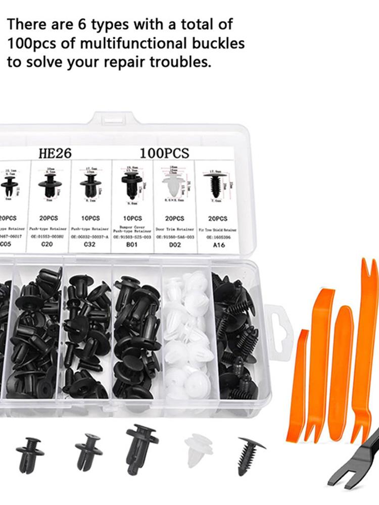 Car Clips Box or Bag Packag 100Pcs Auto Fastener Clip Mixed Car Body Push Retainer Pin Rivet Bumper Door Trim Panel Fastener Kit